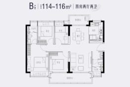 时代芳华4室2厅1厨2卫建面114.00㎡