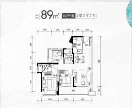 卓越旭辉江屿海3室2厅2卫建面89.00㎡