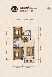 聚仁·御龍府2室2厅1厨1卫建面84.00㎡