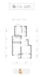 融创大河宸院2室2厅1厨1卫建面82.00㎡
