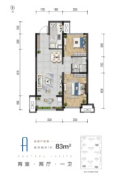 保利·拉菲公馆2室2厅1厨1卫建面83.00㎡