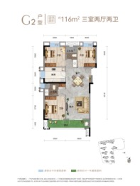 城投东方领誉3室2厅1厨2卫建面116.00㎡