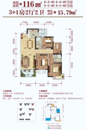 建开大院4室2厅1厨2卫建面116.00㎡