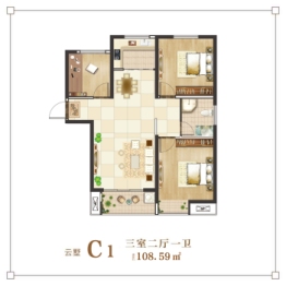 居易·西郡原著3室2厅1厨1卫建面108.59㎡