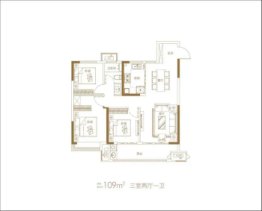 新城怡康时光印象3室2厅1厨1卫建面109.00㎡