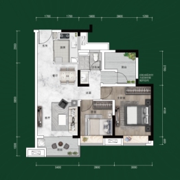 中建顺控·云熙悦城2室1厅1厨1卫建面81.00㎡