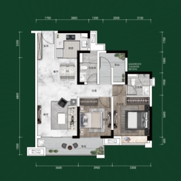 中建顺控·云熙悦城2室2厅1厨2卫建面97.00㎡