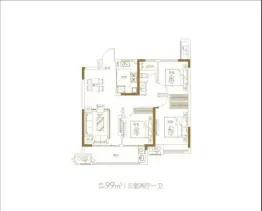 新城怡康时光印象3室2厅1厨1卫建面99.00㎡