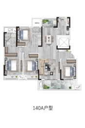 西华建业新筑4室2厅1厨2卫建面140.00㎡