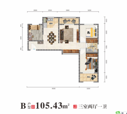 惠达家园3室2厅1厨1卫建面105.43㎡