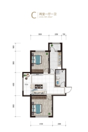 腾益健康城2室1厅1厨1卫建面101.53㎡