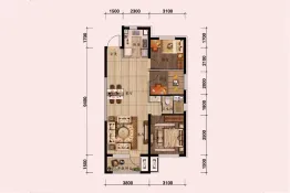 碧桂园九英里3室2厅1厨1卫建面103.00㎡