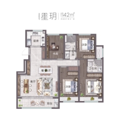 都会星宸4室2厅1厨2卫建面142.0㎡