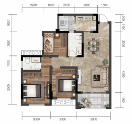 御溪.首府2室2厅1厨2卫建面90.00㎡