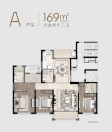 德发·龙山名都4室2厅1厨3卫建面169.00㎡