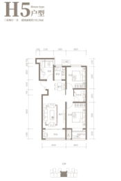 隆江绿苑3室2厅1厨1卫建面95.59㎡