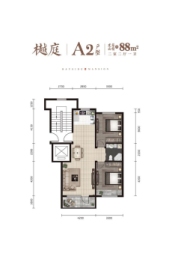 吉邦水韵铭城2室2厅1厨1卫建面87.0㎡