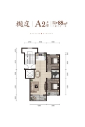 吉邦水韵铭城2室2厅1厨1卫建面87.00㎡