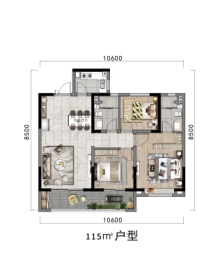 熙龙湾3室2厅1厨2卫建面115.00㎡