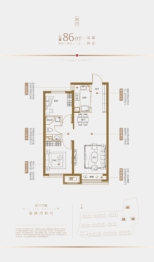 金地湾和府2室2厅1厨1卫建面86.00㎡
