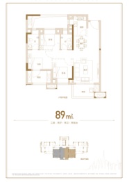 世茂·天悦时代广场3室2厅1厨2卫建面89.00㎡