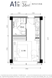 滨江万潮星汇1室1厅1厨1卫建面36.00㎡