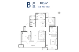 和达萃园3室2厅1厨2卫建面105.00㎡