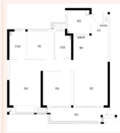 襄阳世茂云锦3室2厅1厨2卫建面110.00㎡