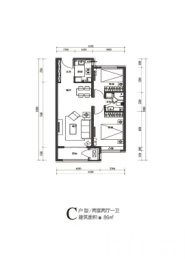 明珠御景2室2厅1厨1卫建面86.00㎡