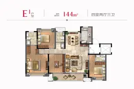 千禧城4室2厅1厨3卫建面141.0㎡