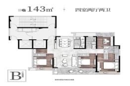 金茂中南海州上城4室2厅1厨2卫建面143.00㎡