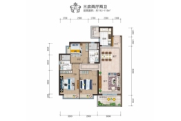 碧海云天海岸城3室2厅1厨2卫建面112.00㎡