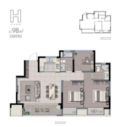 中建·河风印月3室2厅1厨2卫建面98.00㎡