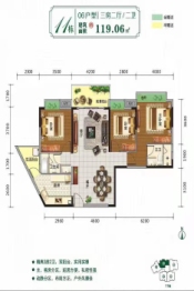 城市春天3室2厅1厨2卫建面119.06㎡