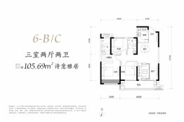 兴华尚都国际3室2厅1厨2卫建面105.69㎡