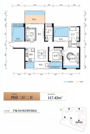 白沙至尊·时代央著4室2厅1厨2卫建面117.42㎡