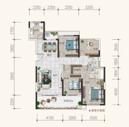 铂金时代4室2厅1厨2卫建面127.80㎡