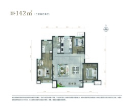 龙湖·天境3室2厅1厨2卫建面142.00㎡