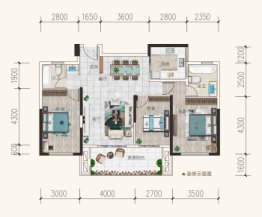 铂金时代3室2厅1厨2卫建面120.43㎡