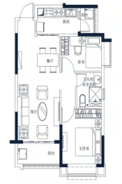 恒大御泉四季2室2厅1厨1卫建面78.00㎡