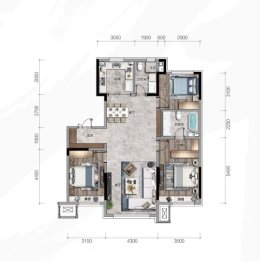 龙湖·云峰原著3室2厅1厨2卫建面135.00㎡