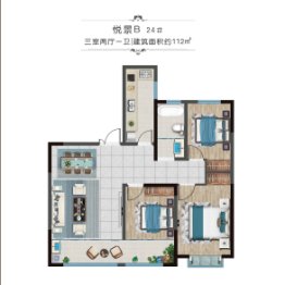 唐宁郡星悦3室2厅1厨1卫建面112.00㎡