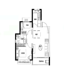 陕西恒大世纪梦幻城2室2厅1厨1卫建面77.74㎡