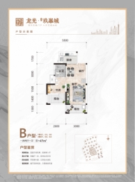 龙光·玖峯城1室2厅1厨1卫建面47.00㎡