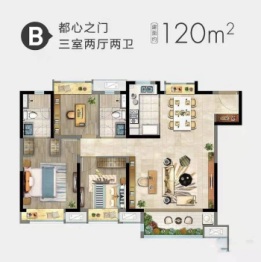 盐城富力科创城3室2厅1厨2卫建面120.00㎡