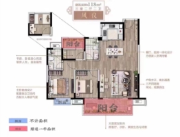 盐城凤麟府3室2厅1厨2卫建面118.00㎡