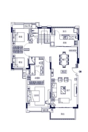 海伦艺境花园3室2厅1厨2卫建面154.00㎡