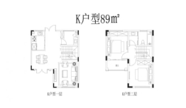 景瑞天赋半岛2室2厅1厨2卫建面89.00㎡