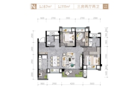 中建·御湖壹号3室2厅1厨2卫建面111.00㎡