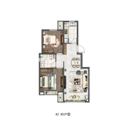 新城泊阅2室2厅1厨1卫建面85.00㎡